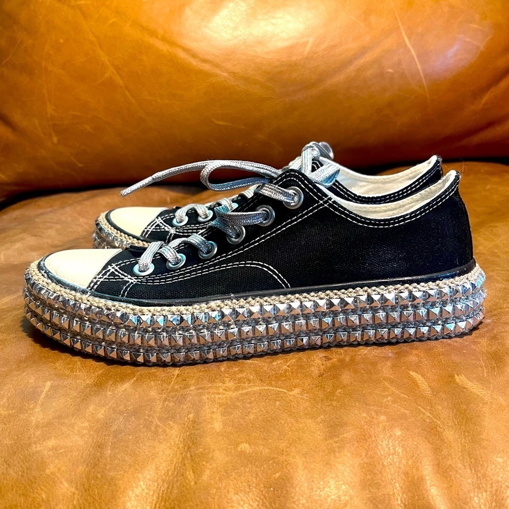 Studded Black 6.5 (runs big, I am an 8 and they fit) Converse Style Tennis Shoe - Picture 3 of 10